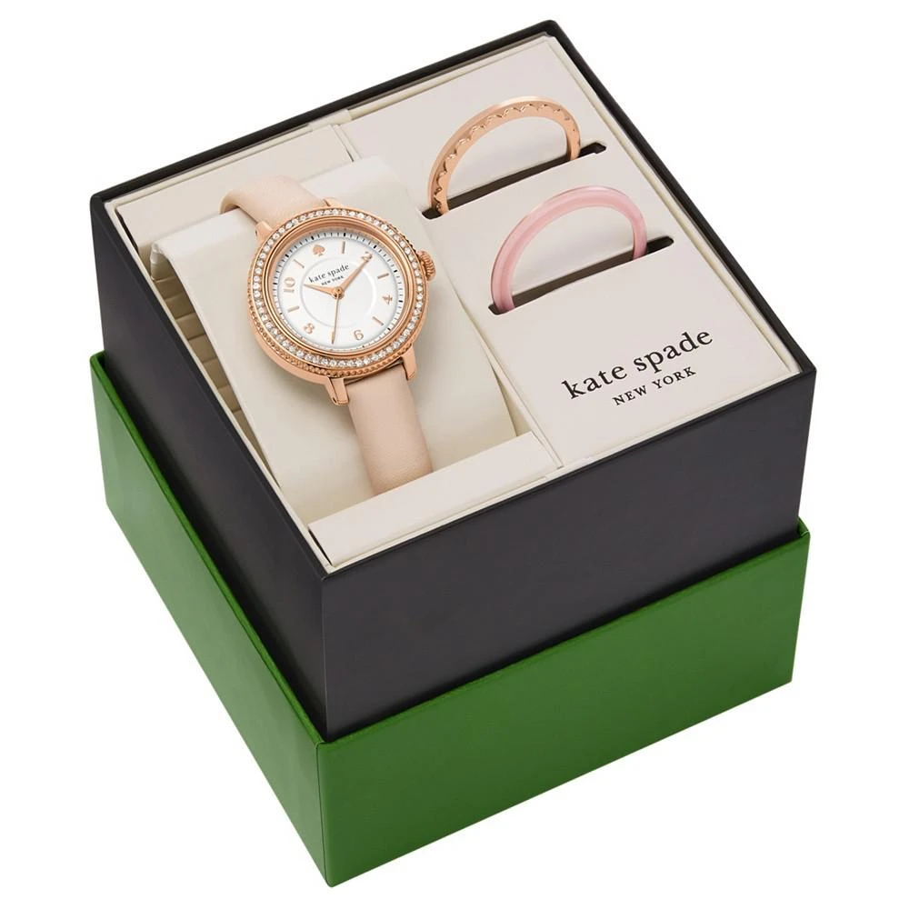 商品Kate Spade|Women's Morningside Three Hand Pink Pro-Planet Leather Watch 28mm Gift Set,价格¥1492,第4张图片详细描述