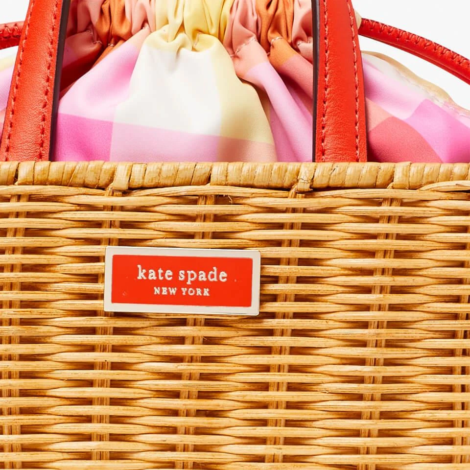 商品Kate Spade|Kate Spade New York Women's Sam Wicker Madras Mini Satchel Bag - Pink Multi,价格¥1366,第5张图片详细描述