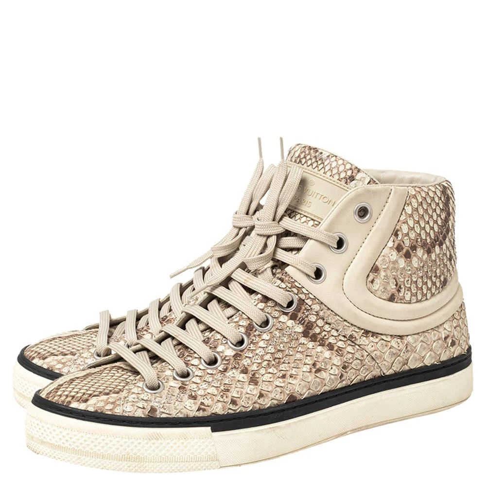 商品[二手商品] Louis Vuitton|Louis Vuitton Beige/Brown Python Leather Sprinter High Top Sneakers Size 40,价格¥4943,第4张图片详细描述