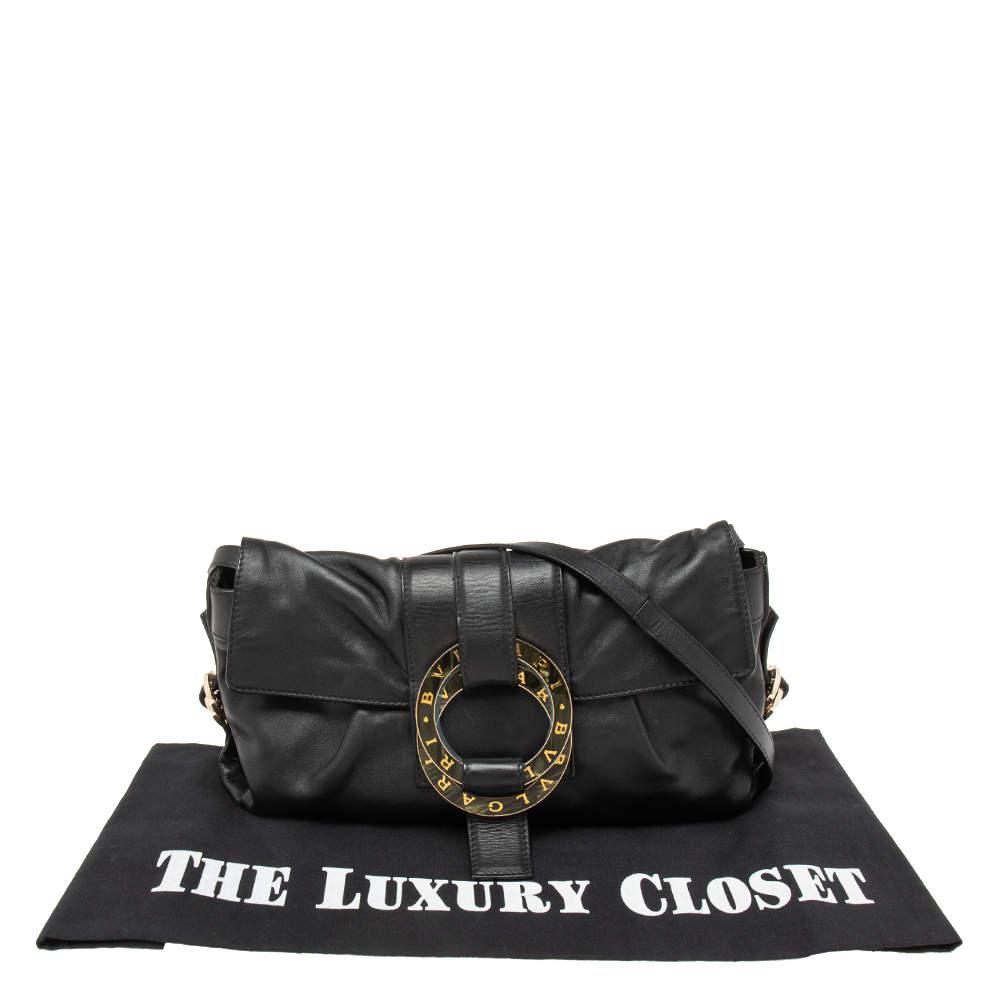 Bvlgari Black Leather Flap Shoulder Bag商品第10张图片规格展示