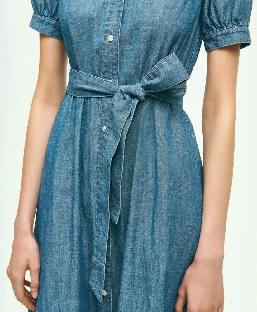 商品Brooks Brothers|Chambray Puff Sleeve Shirt Dress,价格¥1256,第5张图片详细描述