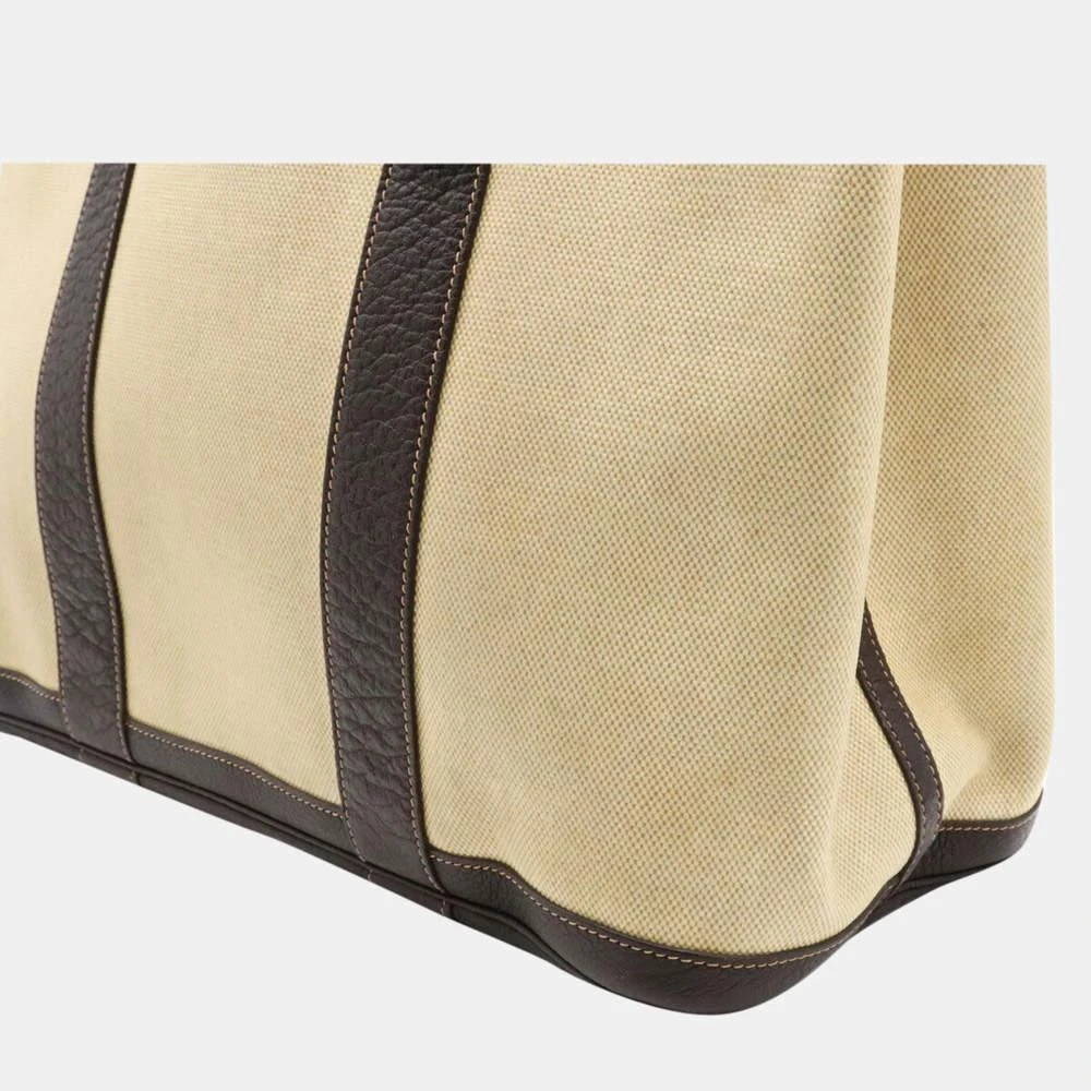 Hermes Garden Party PM Tote Bag Handbag Twarash Negonda Leather Beige Dark Brown T Engraved 商品