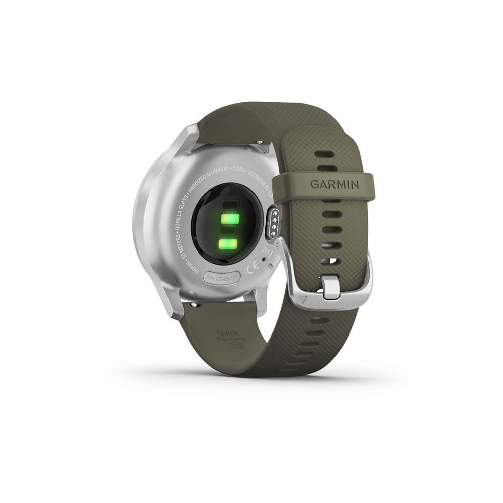 商品Garmin|Unisex Vivomove 3 Style Moss Green Silicone Strap Smart Watch 24.1mm,价格¥2210,第5张图片详细描述