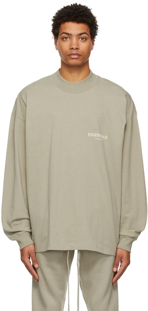 Green Cotton Jersey Long Sleeve T-Shirt商品第1张图片规格展示