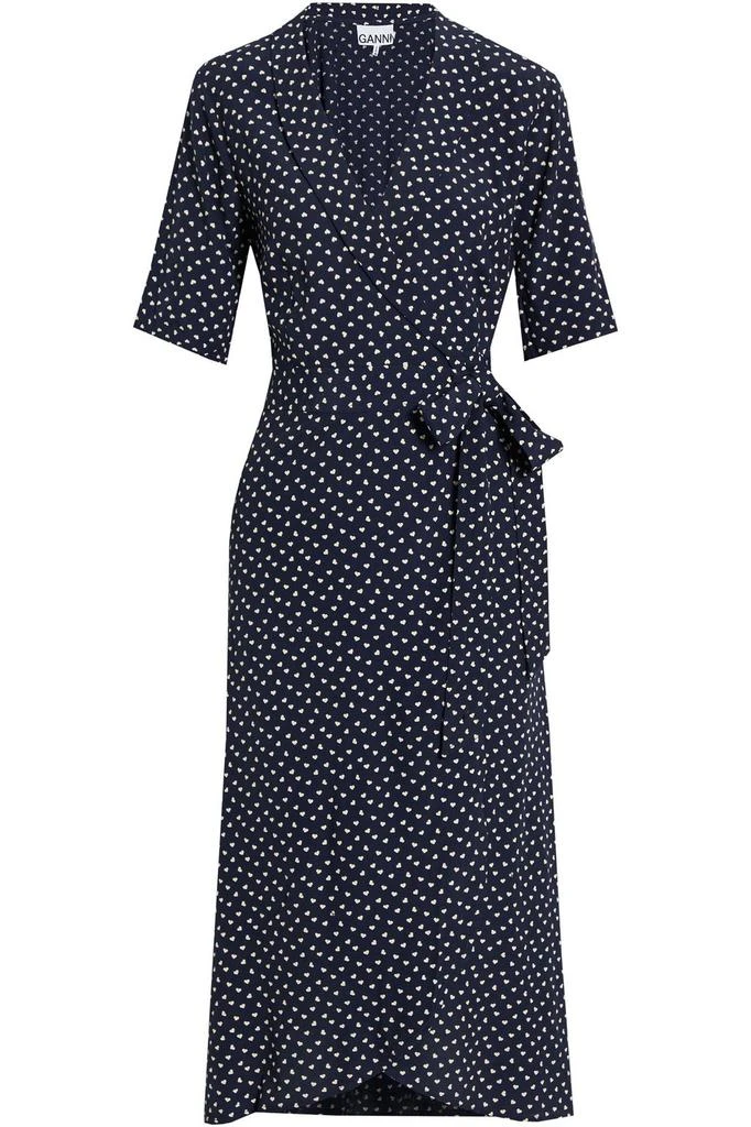 商品Ganni|Printed crepe midi wrap dress,价格¥829,第3张图片详细描述