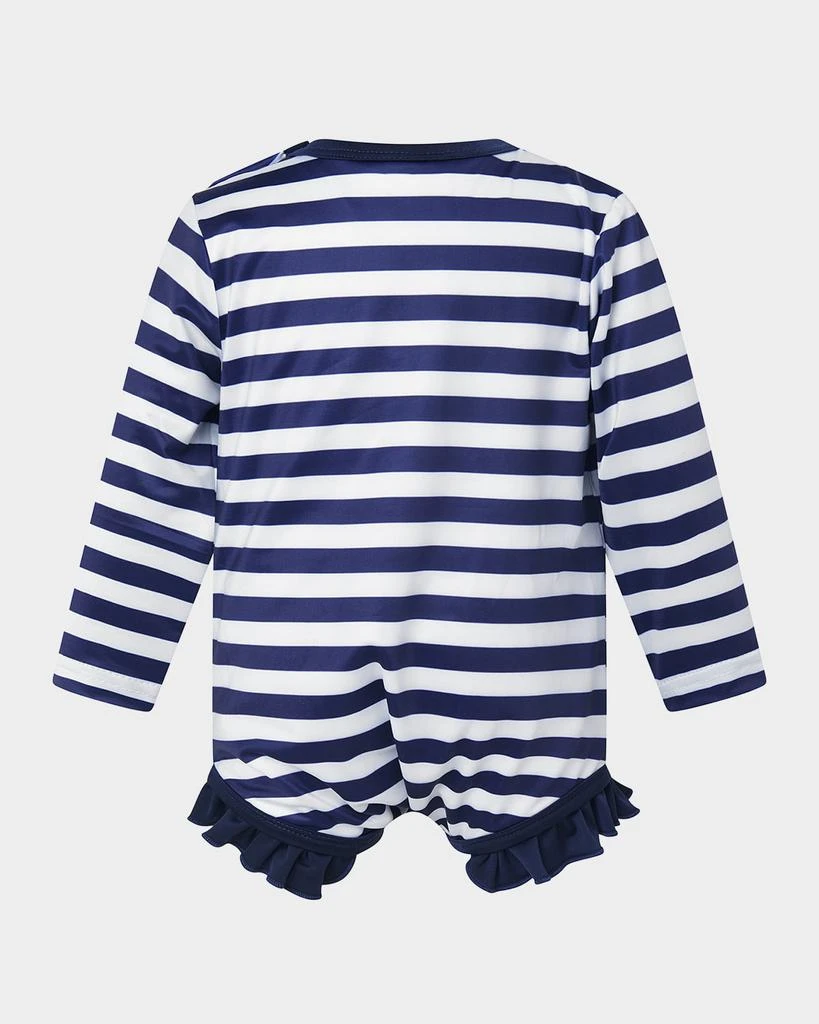 商品Rachel Riley|Girl's Breton Stripe Frill Rashguard One-Piece Swimsuit, Size 6M-24M,价格¥508,第2张图片详细描述