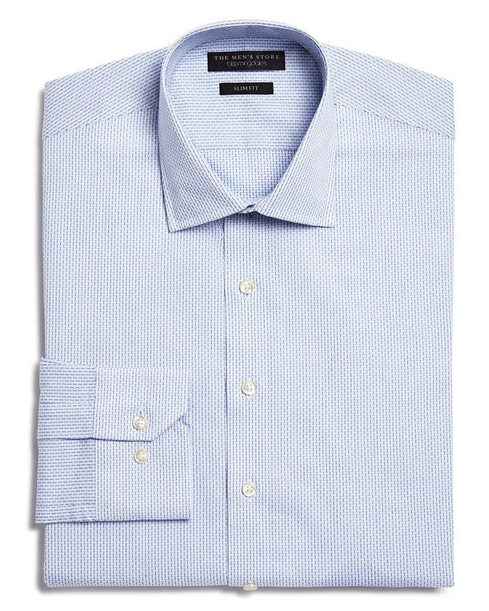 商品The Men's Store at Bloomingdale's|Blue Dobby Slim Fit Dress Shirt - 100% Exclusive,价格¥411,第1张图片