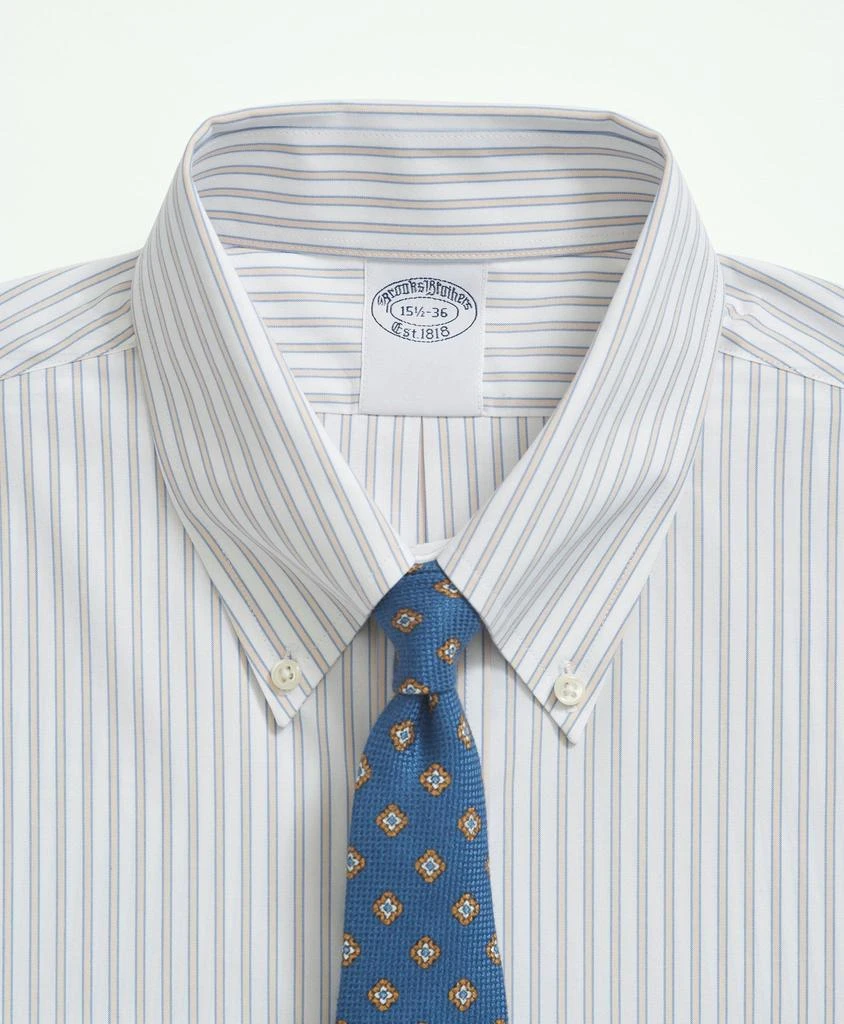 商品Brooks Brothers|Stretch Supima® Cotton Non-Iron Poplin Button Down Collar, Ground Stripe Dress Shirt,价格¥452,第4张图片详细描述