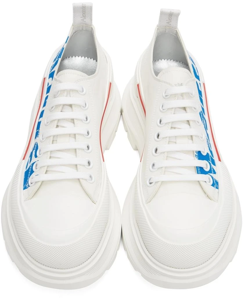 商品Alexander McQueen|White & Blue Tread Slick Graffiti Sneakers,价格¥2730,第5张图片详细描述