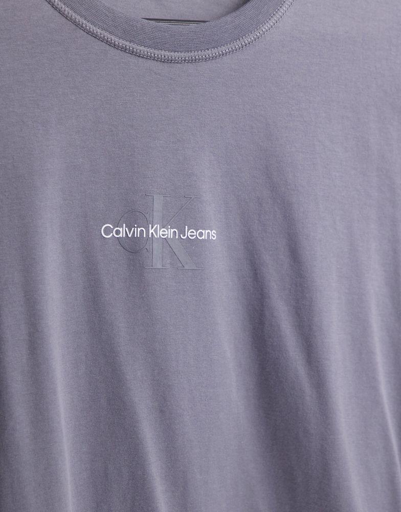 Calvin Klein Jeans tonal monogram logo t-shirt in grey商品第4张图片规格展示