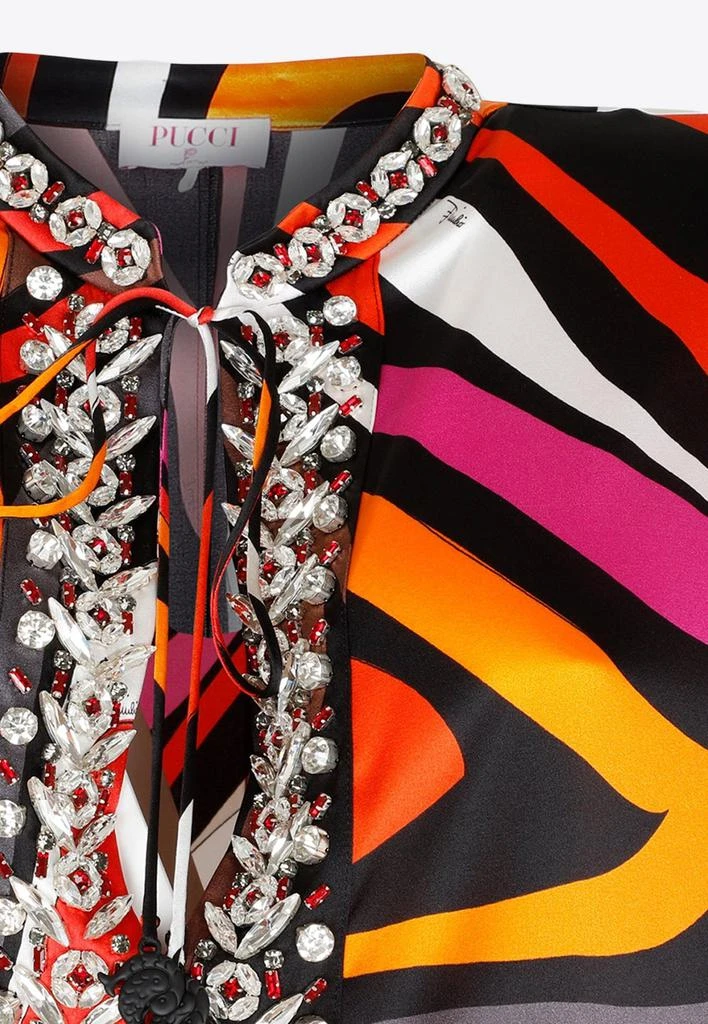 商品EMILIO PUCCI|Marmo Print Bead-Embellished Maxi Kaftan,价格¥19773,第3张图片详细描述
