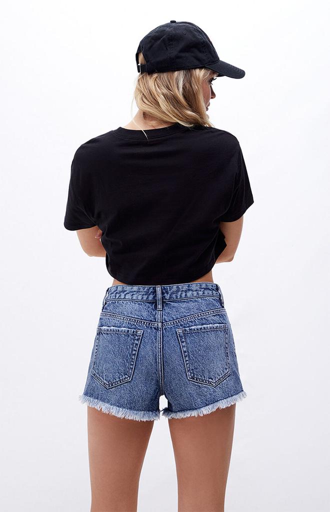 Eco Dark Blue High Waisted Denim Festival Shorts商品第3张图片规格展示