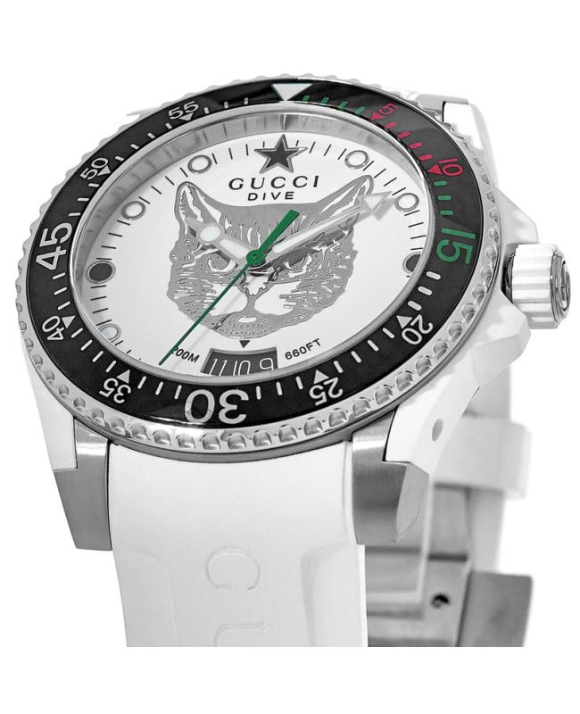 稀少 GUCCI(グッチ) Dive Quartz White Dial Men's Watch Gucci Dive Quartz White Dial Stainless Steel Unisex Watch