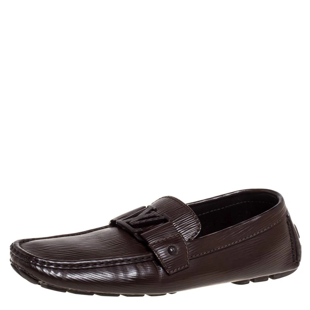 商品[二手商品] Louis Vuitton|Louis Vuitton Brown Leather Monte Carlo Slip On Loafers Size 41.5,价格¥3334,第1张图片