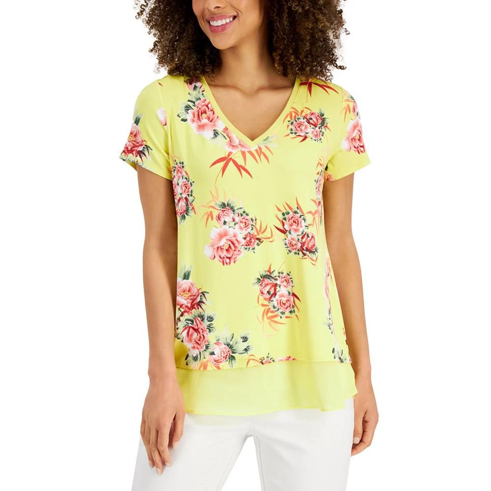 商品JM Collection|Floral Layered-Look Top, Created for Macy's,价格¥83,第1张图片