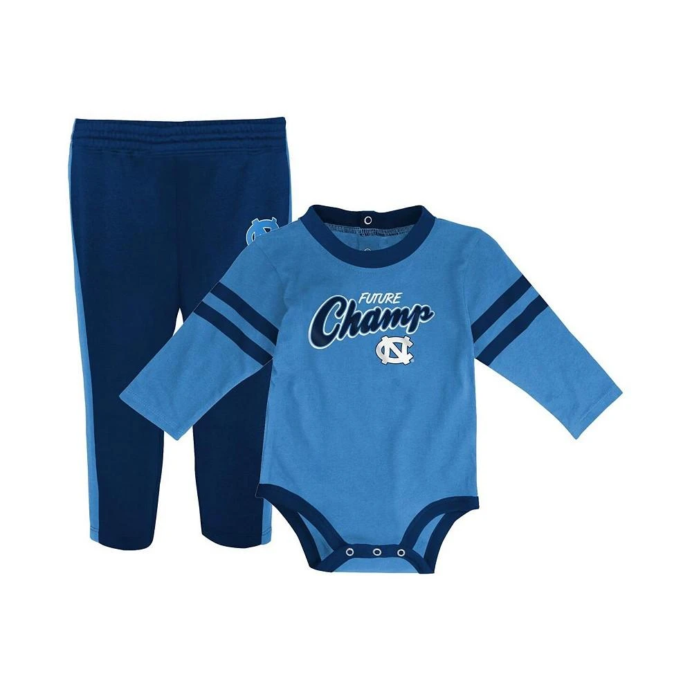 商品Outerstuff|Newborn and Infant Boys and Girls Carolina Blue, Navy North Carolina Tar Heels Little Kicker Long Sleeve Bodysuit and Sweatpants Set,价格¥224,第1张图片