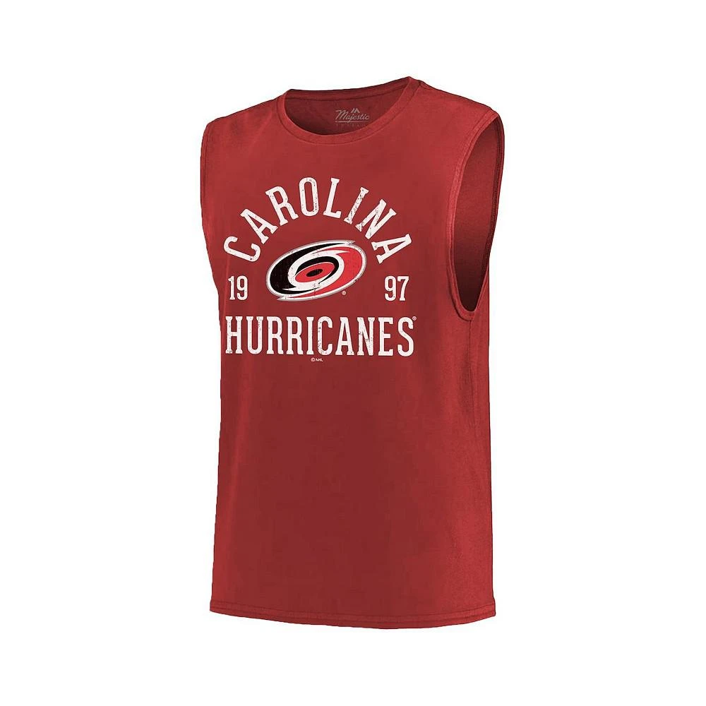 商品Majestic|Men's Threads Red Carolina Hurricanes Softhand Muscle Tank Top,价格¥216,第2张图片详细描述