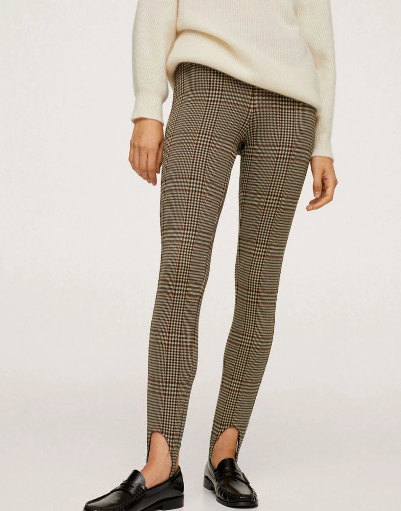 商品Mango|Mango stirrup leggings in brown winter check,价格¥126,第1张图片