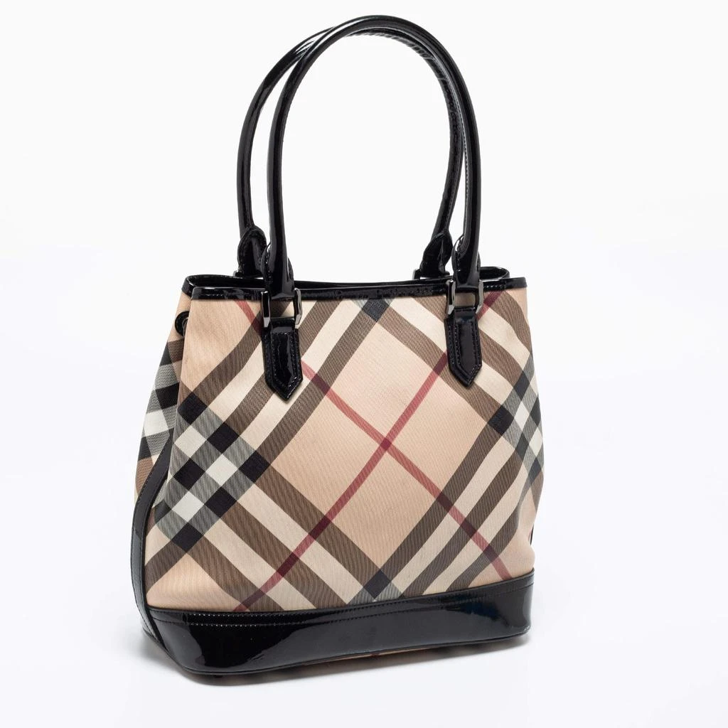 商品[二手商品] Burberry|Burberry Black/Beige Nova Check PVC And Patent Leather Snap Tote,价格¥3142,第3张图片详细描述