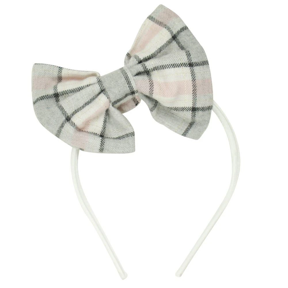 Pink & Grey Check Frill Dress Top & Hairband Set 商品