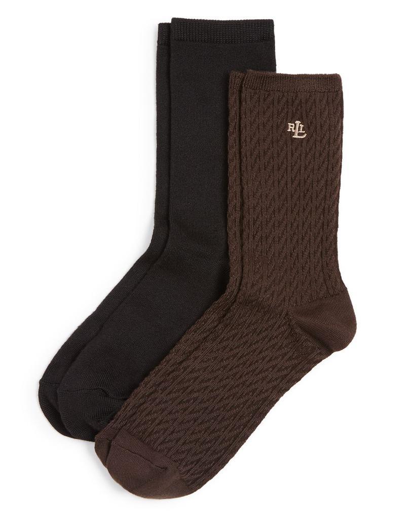 商品Ralph Lauren|Cable Trouser Super Soft Socks, Set of 2,价格¥118,第3张图片详细描述