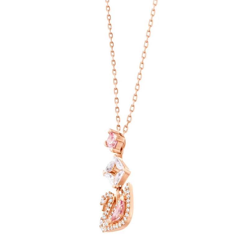 Swarovski 施华洛世奇 女士镀玫瑰金色粉色天鹅吊坠项链 5473024 商品