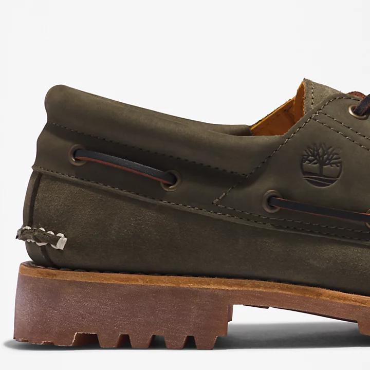 Timberland® 3-Eye Lug Handsewn Boat Shoe for Men in Dark Green商品第7张图片规格展示