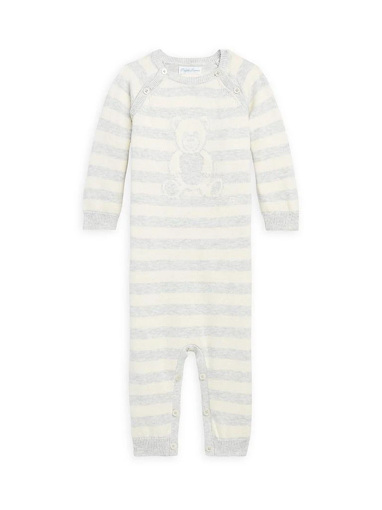商品Ralph Lauren|Baby's Striped Cotton Bear Onesie,价格¥707,第1张图片