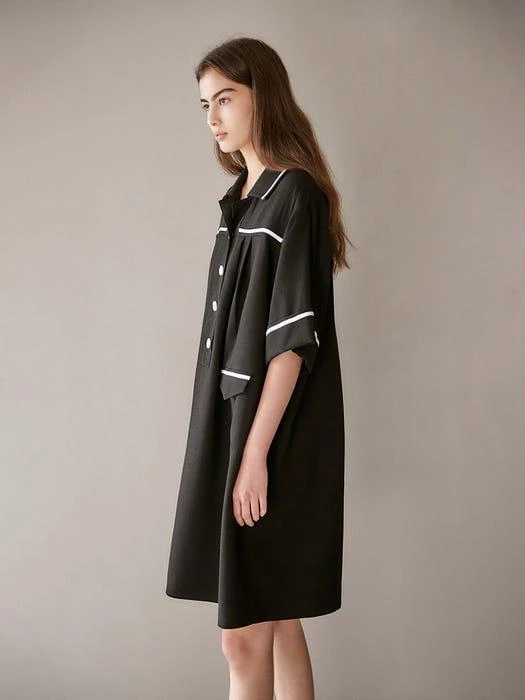 商品AVA MOLLI|[SUMMER WOOL] Metallic Tapping Tape Mini Dress_Black,价格¥1722,第3张图片详细描述