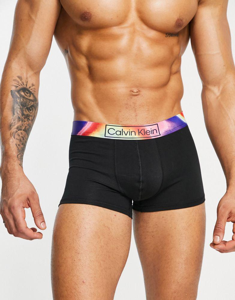 Calvin Klein pride cotton trunk with contrast waistband in black商品第1张图片规格展示