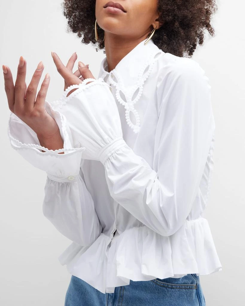 Scalloped Embroidery Peplum Shirt 商品