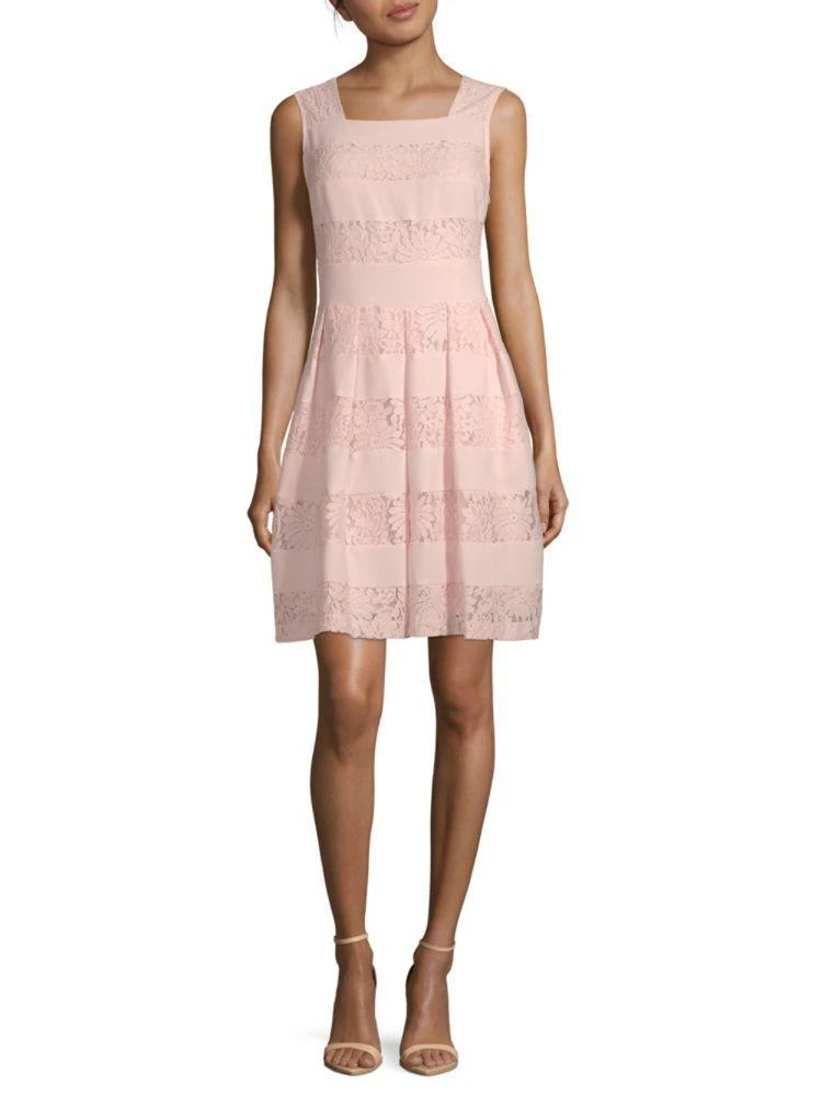 商品Karl Lagerfeld Paris|Striped Lace A-Line Dress,价格¥375,第1张图片