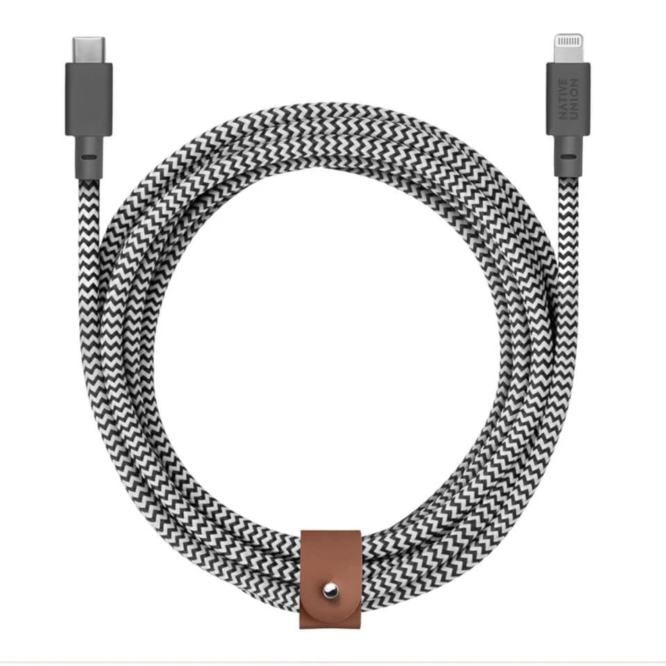 商品Native Union|Native Union Belt Cable 3m - USB C - Lightning - Zebra,价格¥333,第1张图片