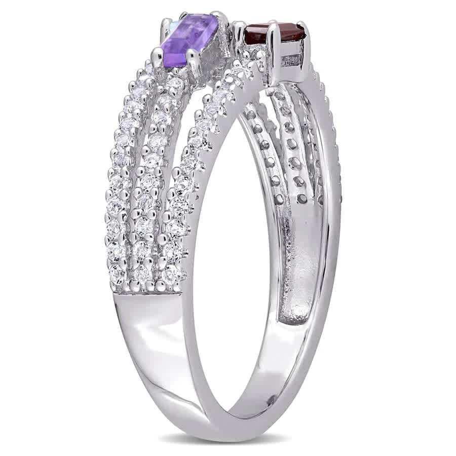 商品Amour|3/4 CT TGW Multi-Gemstone Split-Shank Ring in Sterling Silver,价格¥595,第2张图片详细描述