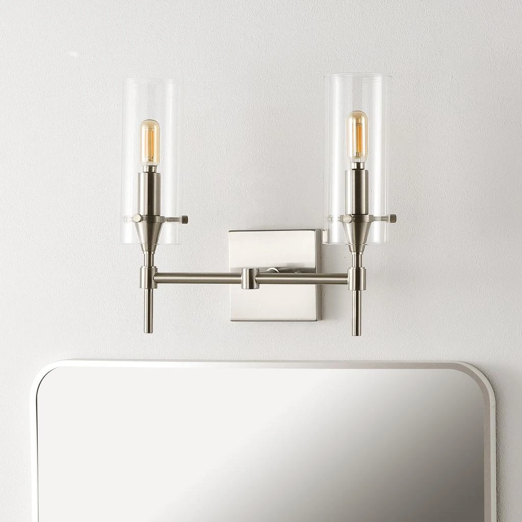 商品JONATHAN Y|Cato 13.5" 2-Light Modern Farmhouse Iron/Glass LED Vanity,价格¥755,第4张图片详细描述