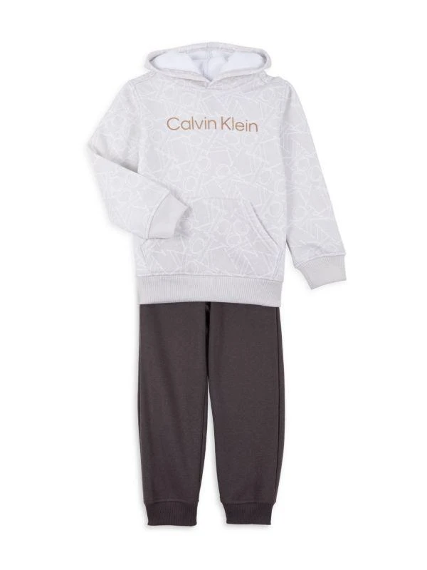 商品Calvin Klein|Little Boy’s 2-Piece Logo Hoodie & Joggers Set,价格¥161,第1张图片