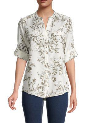 商品Calvin Klein|Floral-Print Rolled-Cuff Shirt,价格¥226,第1张图片