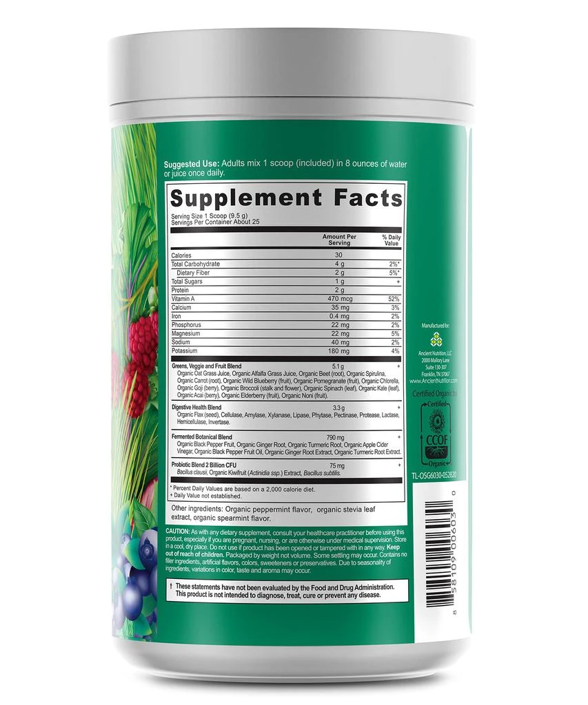 商品Ancient Nutrition|有机蔬果粉,价格¥338,第4张图片详细描述