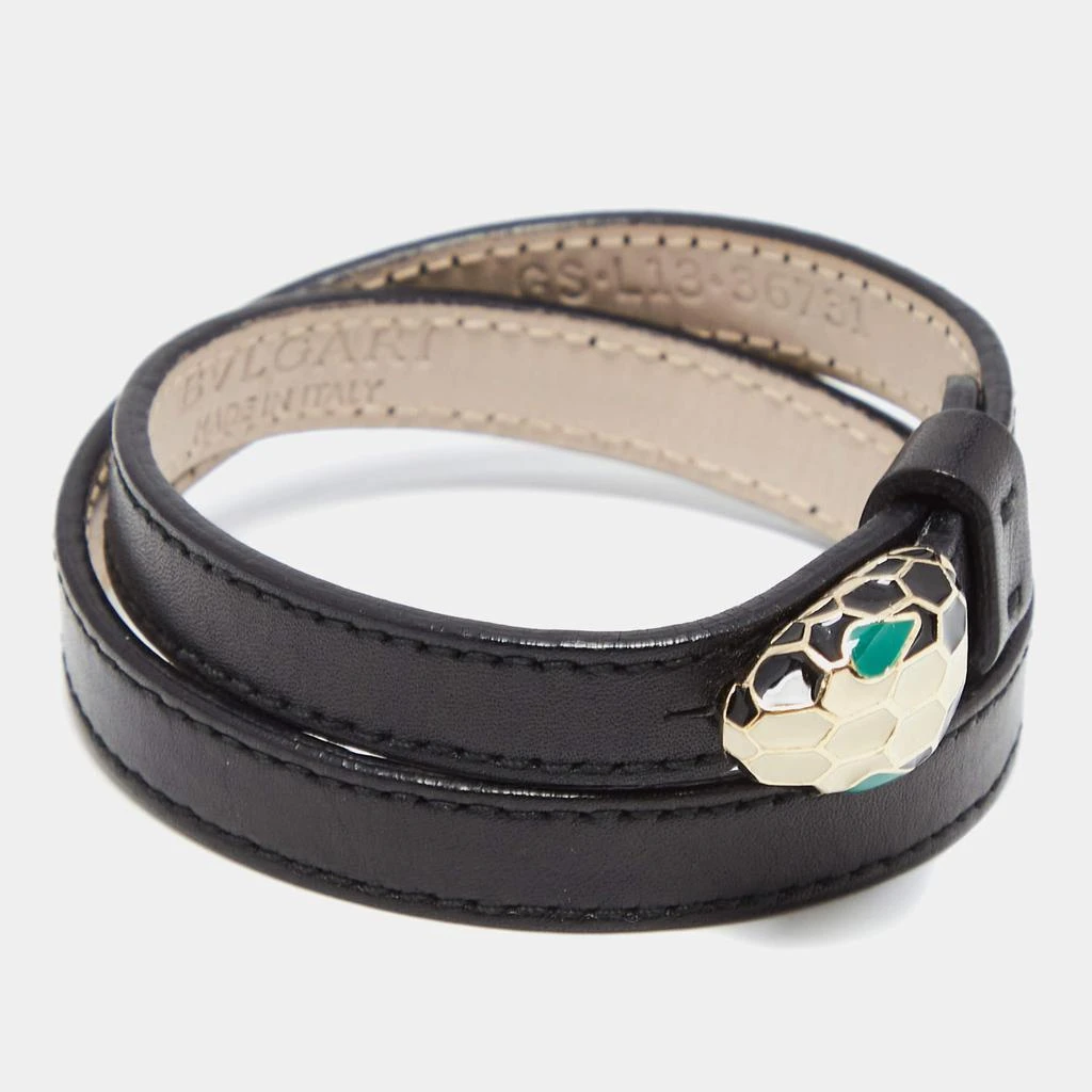 商品[二手商品] BVLGARI|Bvlgari Black Leather Serpenti Forever Double Wrap Bracelet,价格¥2595,第2张图片详细描述