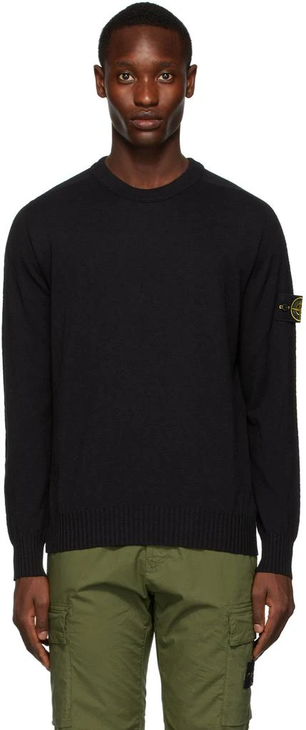 商品Stone Island|Black Stocking Stitch Sweater,价格¥1521,第1张图片