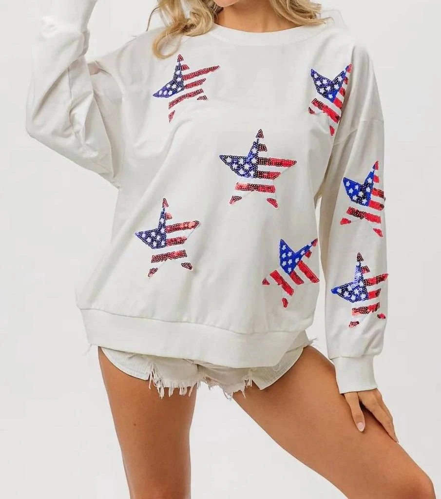 商品Trendsi|Trendsi - BiBi American Flag Sequin Star Sweatshirt,价格¥360,第4张图片详细描述