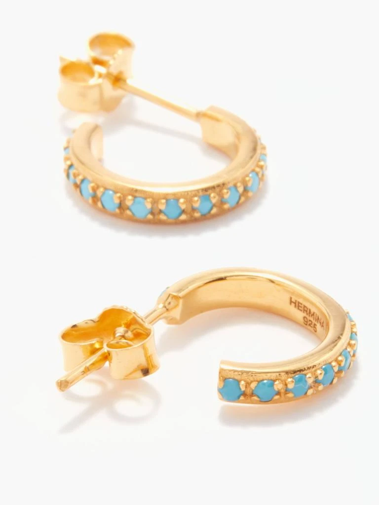 商品Hermina Athens|Turquoise & gold-vermeil hoop earrings,价格¥864,第3张图片详细描述