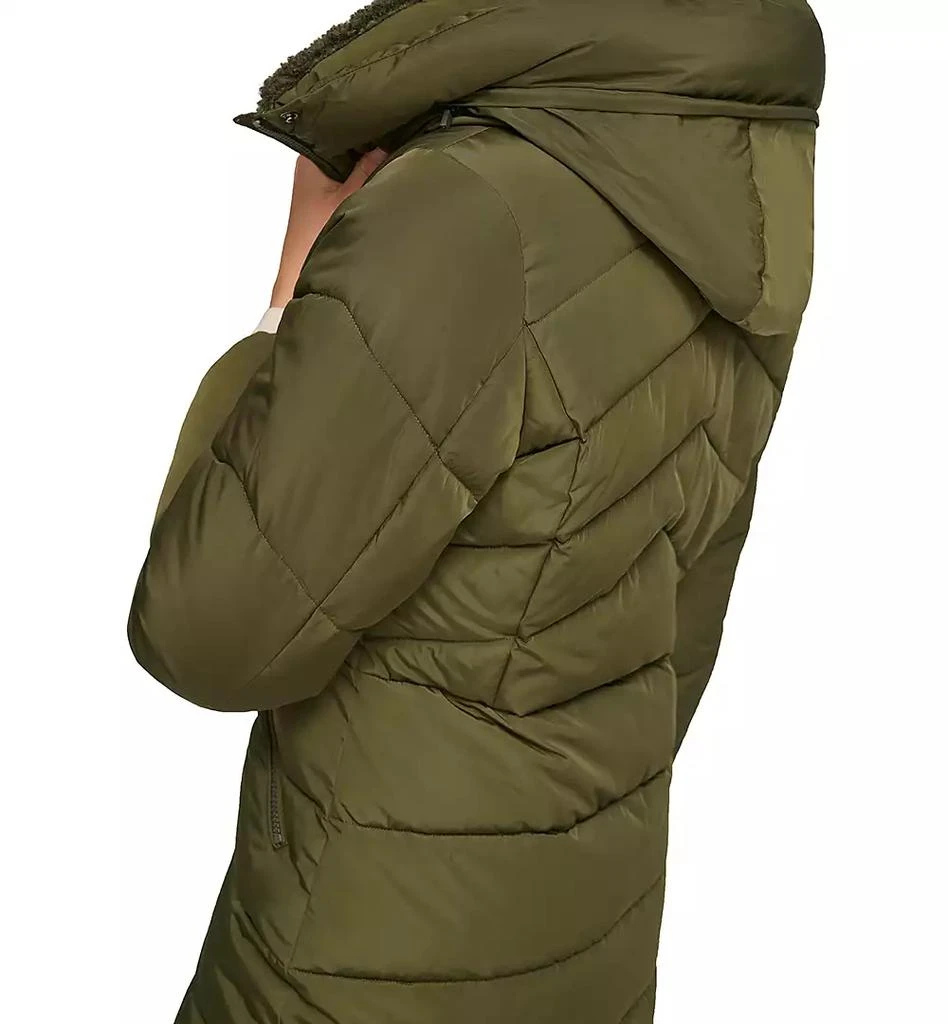 商品Calvin Klein|Women's Faux-Sherpa Collar Hooded Stretch Puffer Coat, Created for Macy's,价格¥707,第4张图片详细描述