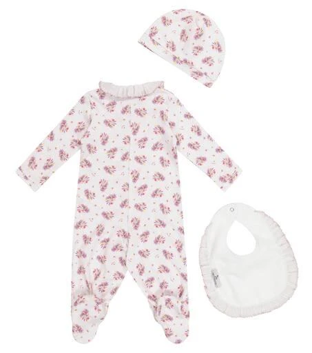 商品MONNALISA|Baby floral cotton onesie, hat and bib set,价格¥763,第5张图片详�细描述