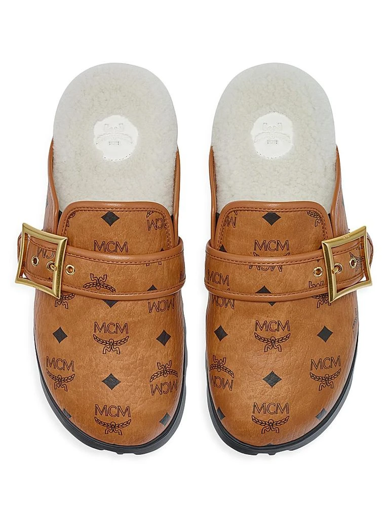 商品MCM|Shearling-Lined Logo Leather Mules,价格¥2697,第4张图片详细描述