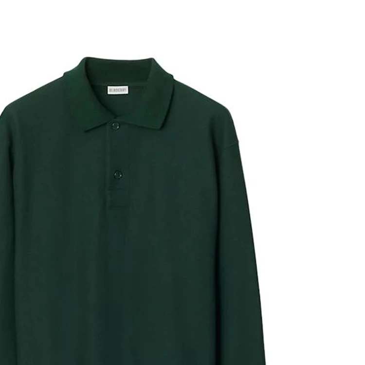 商品[国内直发] Burberry|博柏利 纯色正满纽扣休闲长袖Polo衫 男款 绿色,价格¥1234,第4张图片详细描述
