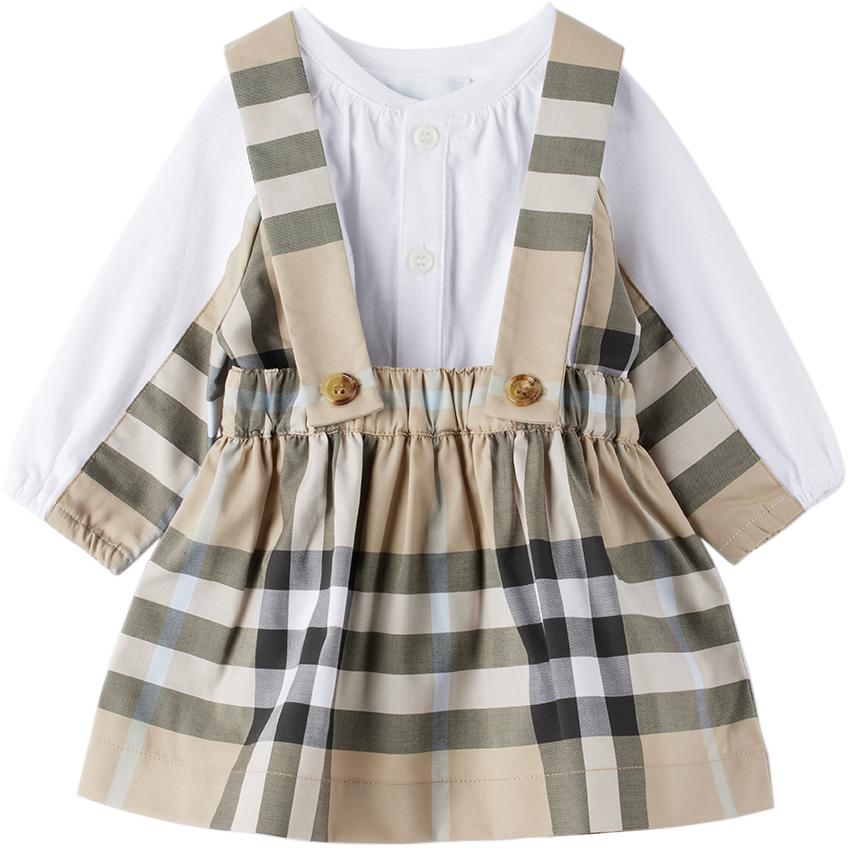 Baby Beige Check Bodysuit & Skirt Set商品第1张图片规格展示