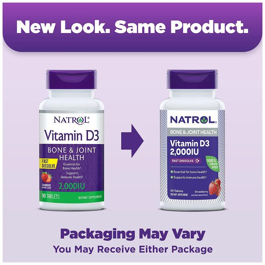 商品Natrol|Vitamin D3 Bone & Joint Health Tablets Strawberry,价格¥67,第2张图片详细描述