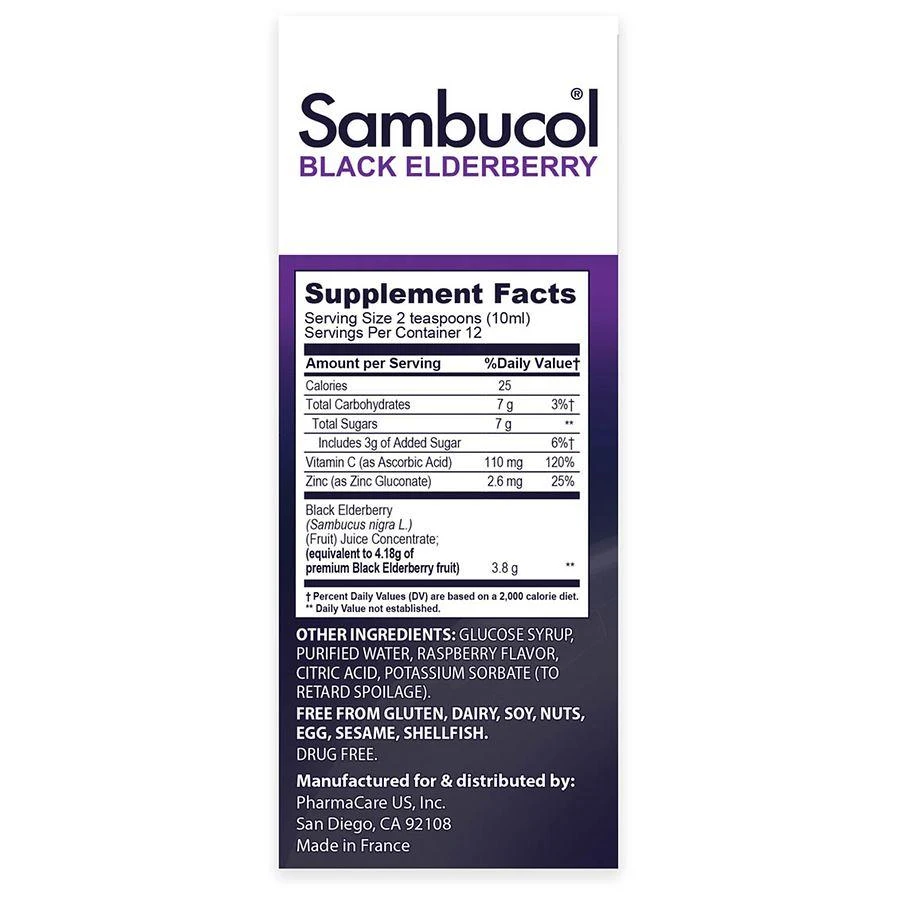 商品Sambucol|Advanced Immune Support Syrup with Vitamin C and Zinc Black Elderberry,价格¥74,第4张图片详细描述