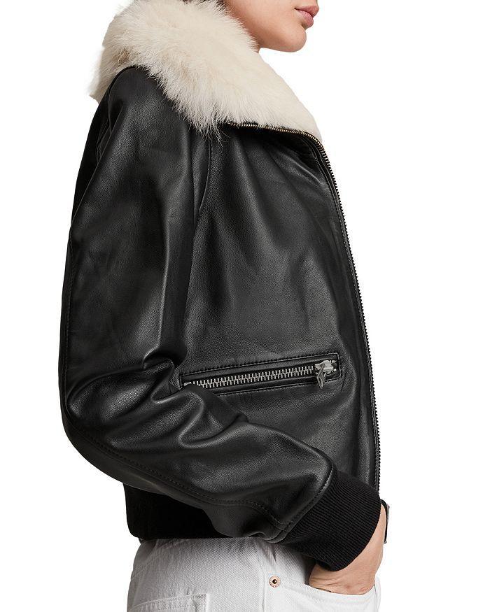 商品ALL SAINTS|Wisley Shearling Trim Leather Jacket,价格¥4008,第6张图片详细描述